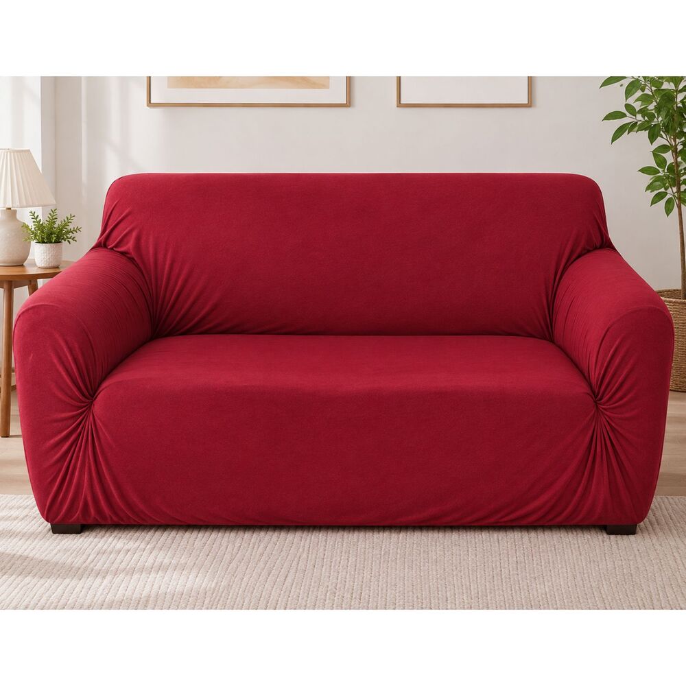 Universal Stretch Loveseat Couch Cover Red Double Sofa Slipcover Protector NWOT